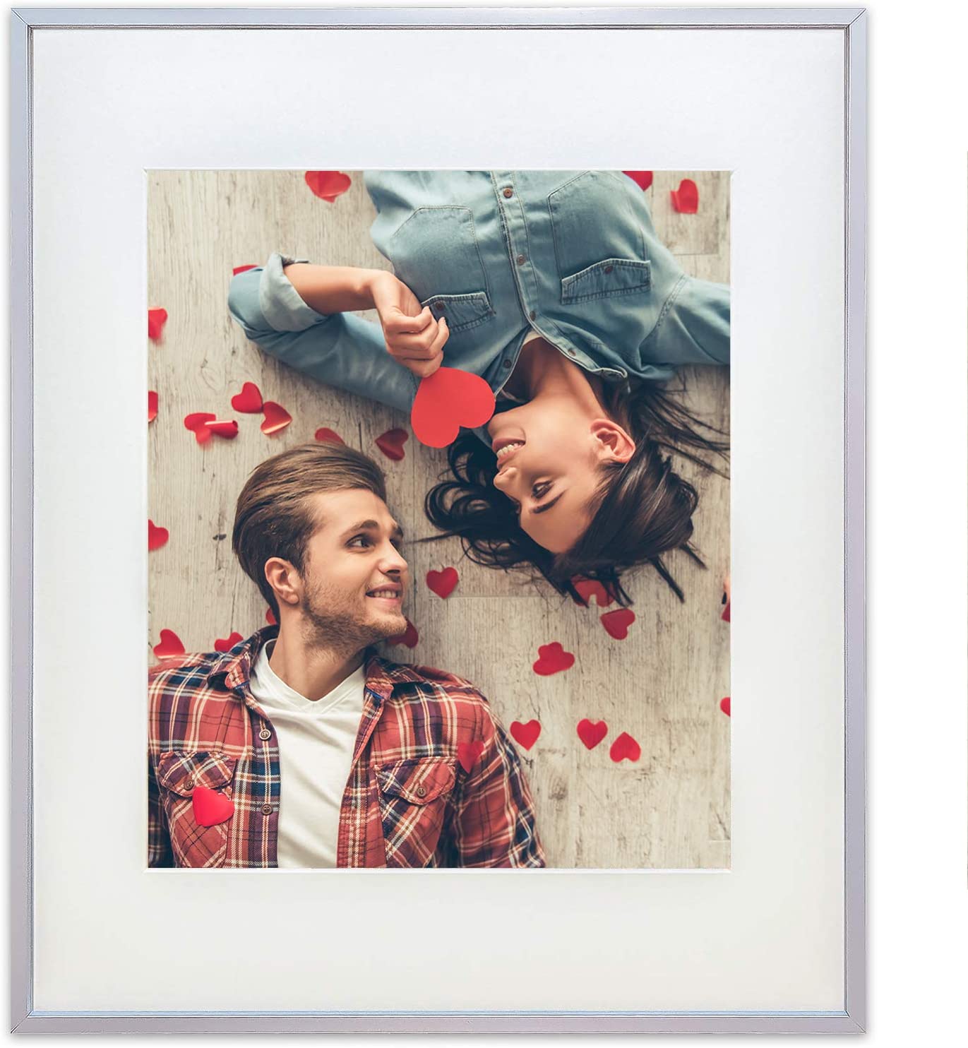 Aluminum Picture Frame with Mat and Tempered Glass